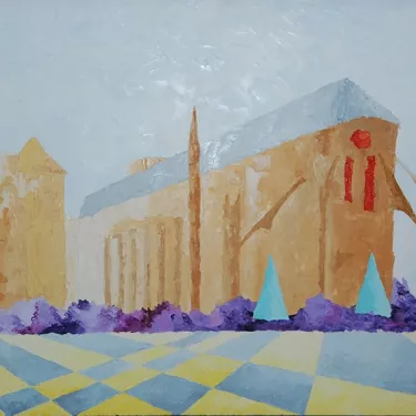 Bourges cathedral in blue