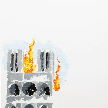 Strech of Notre Dame de Paris on fire